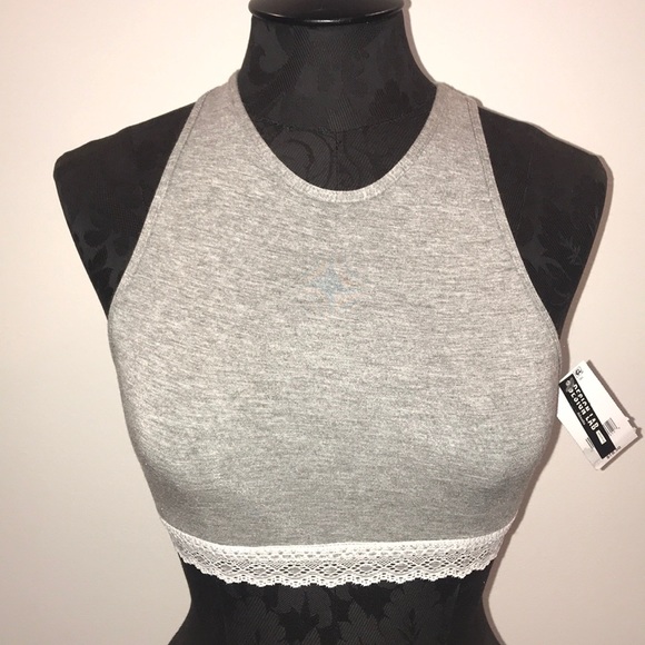 Sale!Design Lab szXS grey/white laced bralette top - Picture 1 of 5